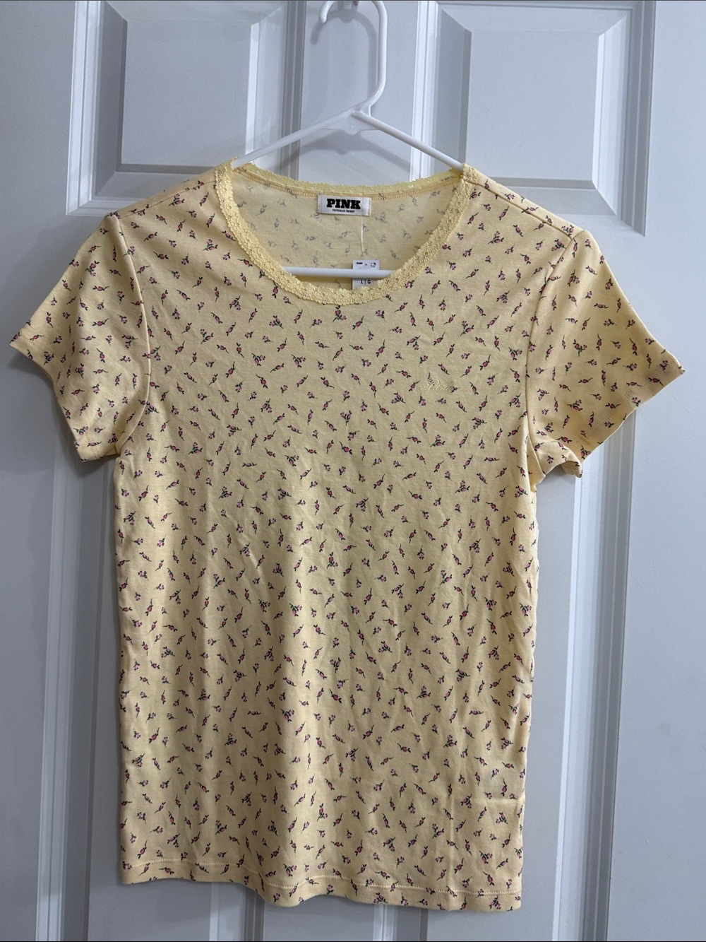 PINK Victoria's Secret Yellow Floral Short Sleeve Tee NWT
